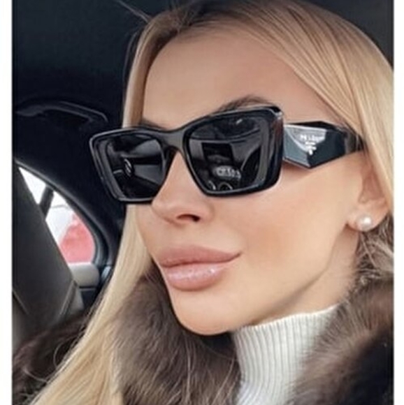 NEW PRADA PR08YSF BLACK SUNGLASSES SPR 08Y 1AB5S0 PRADA BLACK EYEWEAR PR 08YS - Picture 1 of 9